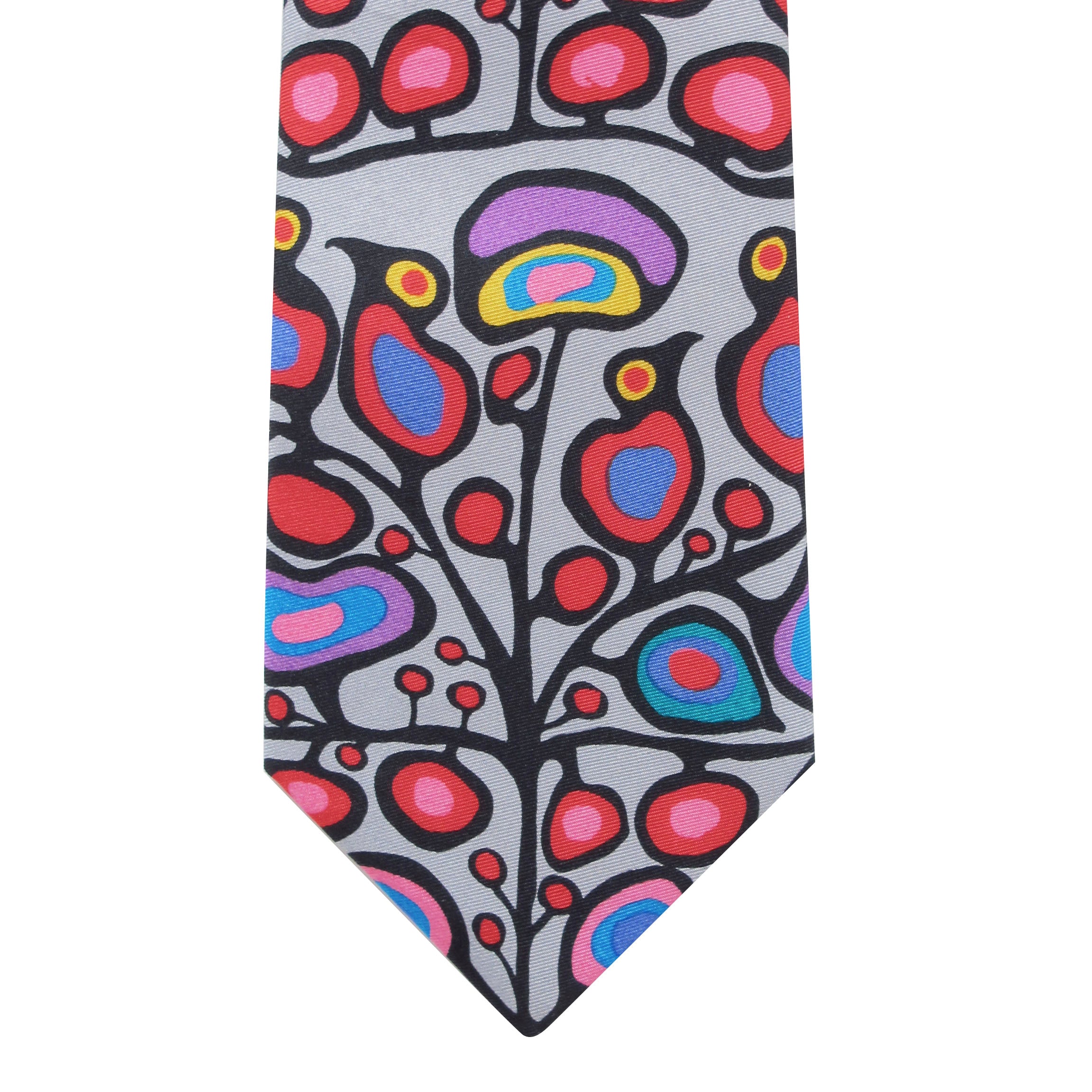 Norval Morrisseau Woodland Floral Artist Design Silk Tie