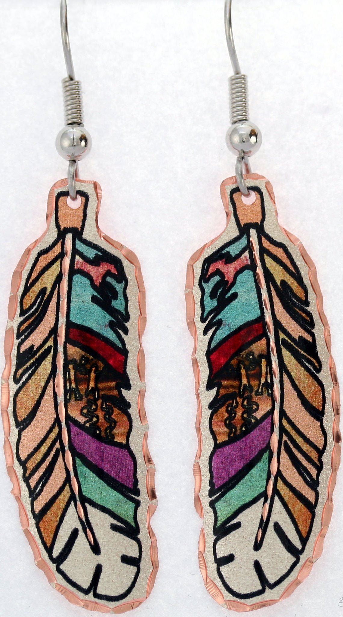 Colourful Feather Earrings - Oscardo