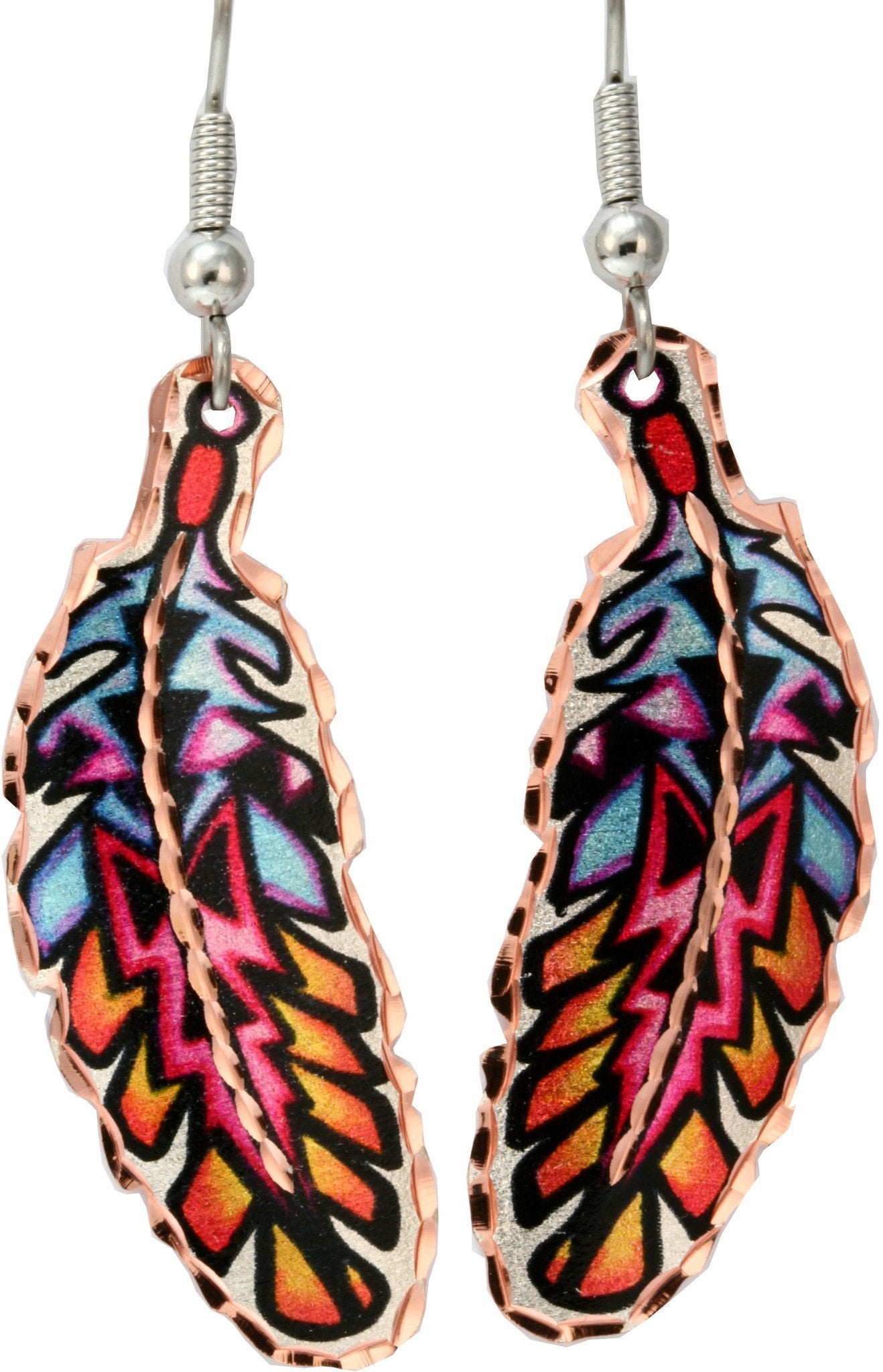 Colourful Lynn Bean Feather Earrings - Oscardo