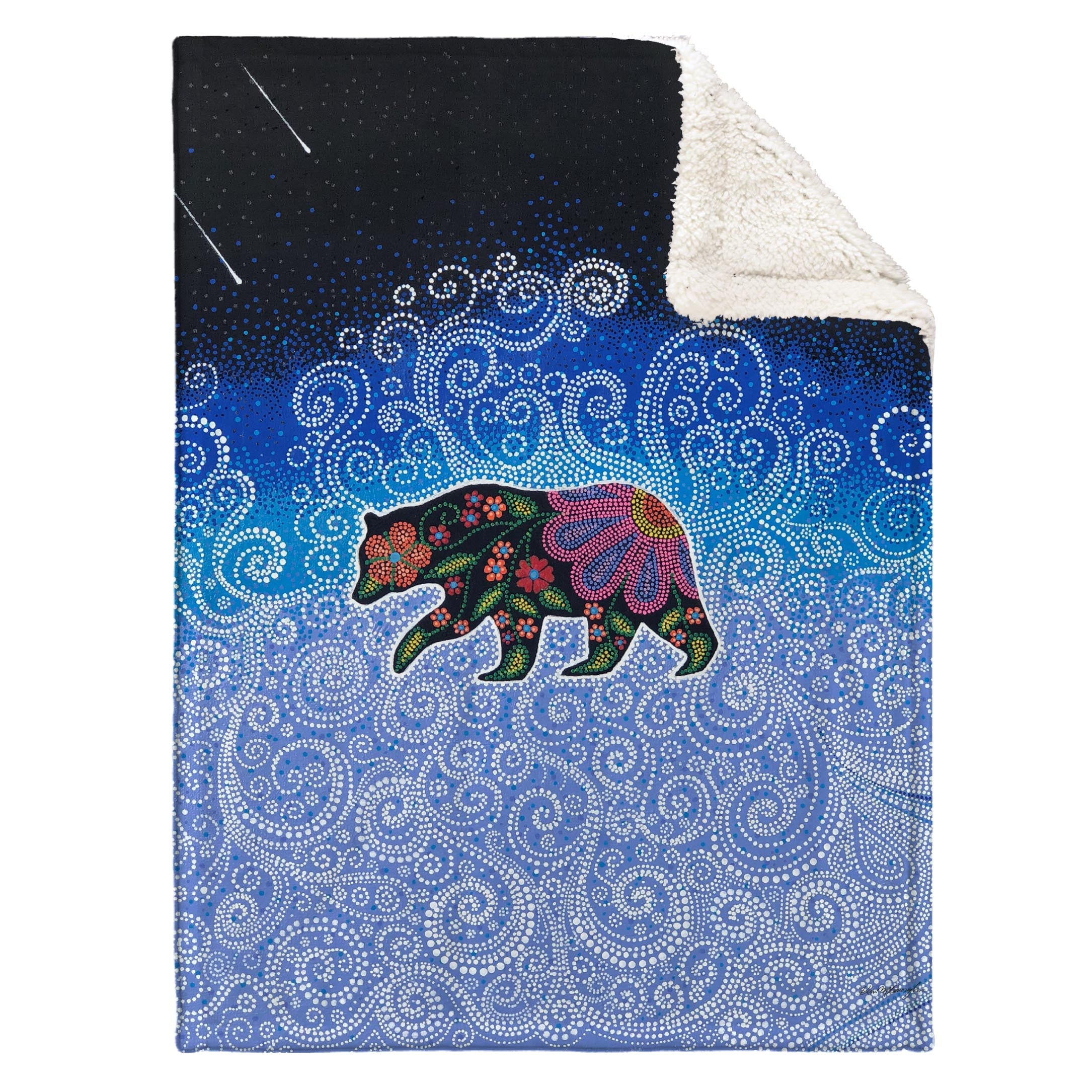 Kim McDonough Celestial Bear Faux Rabbit Fur Throw Blanket