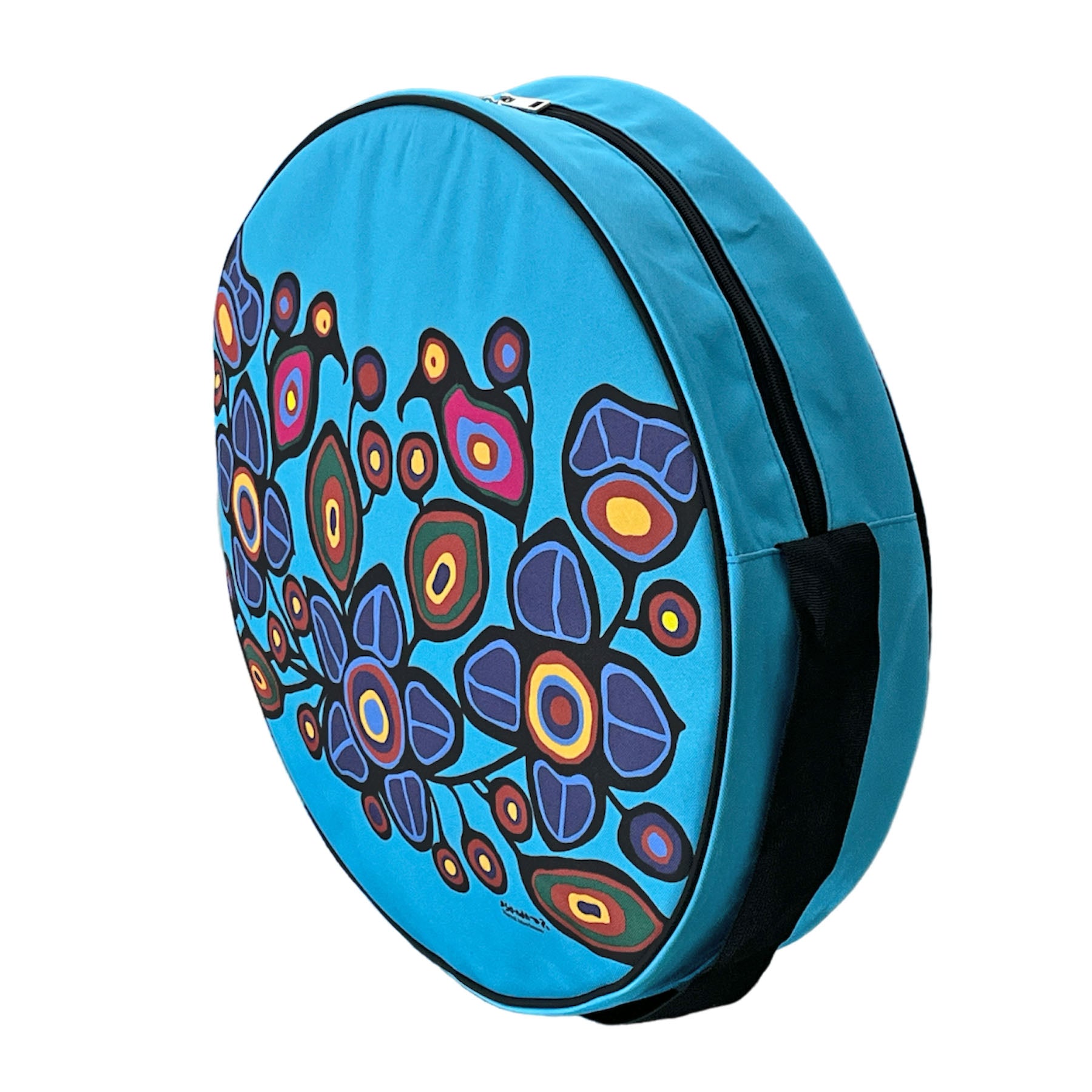 Norval Morrisseau Flowers and Birds 17in Drum Bag - Out of Stock