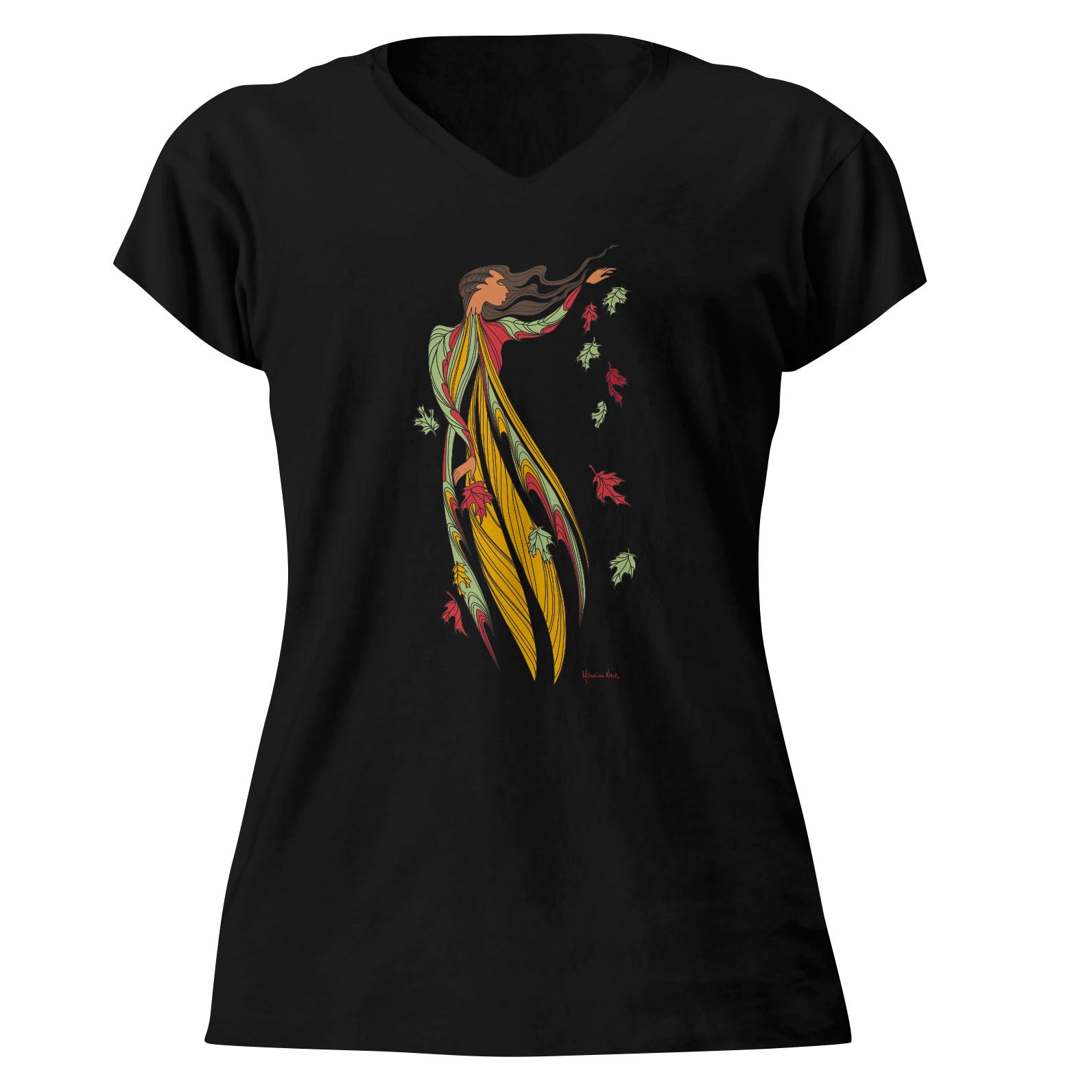 Maxine Noel Leaf Dancer V-Neck Tshirt