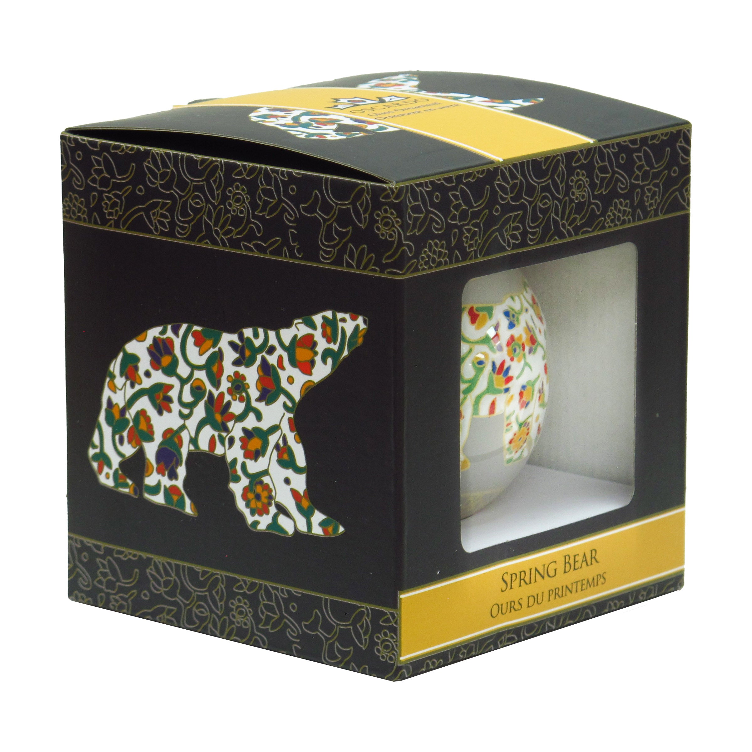 Dawn Oman Spring Bear Glass Ornament