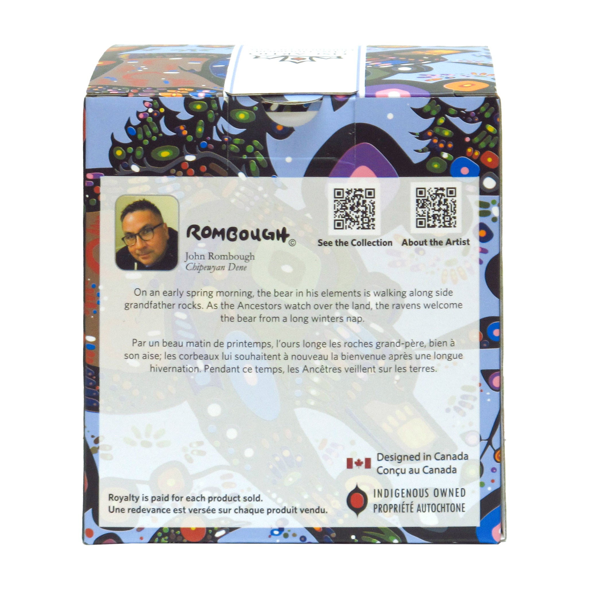 John Rombough Bear  Glass Ornament