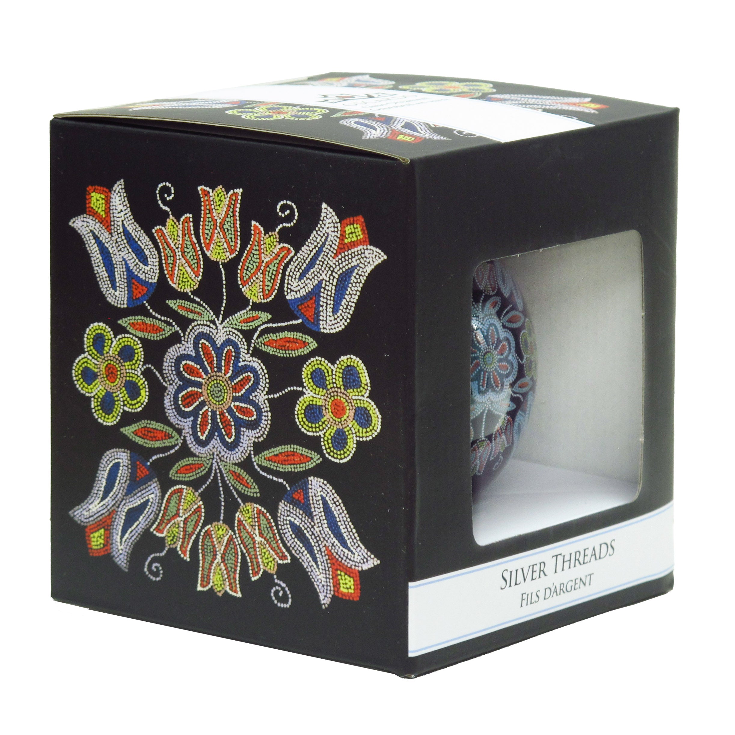 Deb Malcolm Silver Threads Glass Ornament