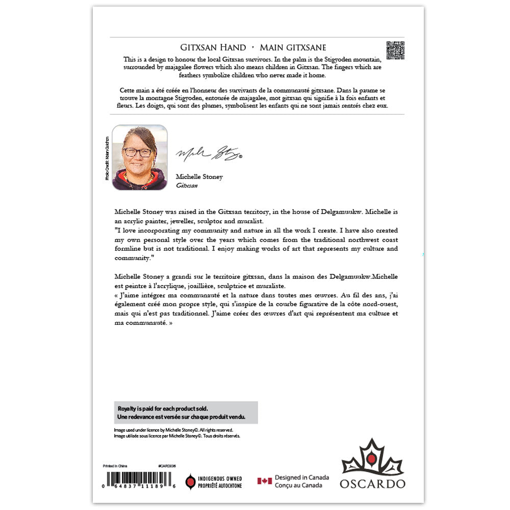 Michelle Stoney Gitxsan Hand Art Card