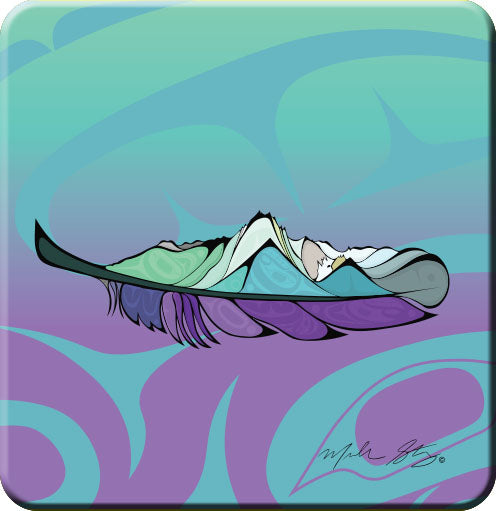 Michelle Stoney Healing Feather Cork-Back Coaster