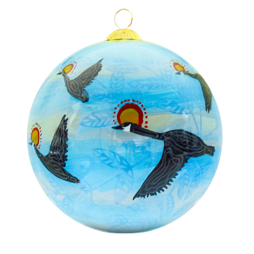 Eruoma Awashish Niskak (Geese) Glass Ornament
