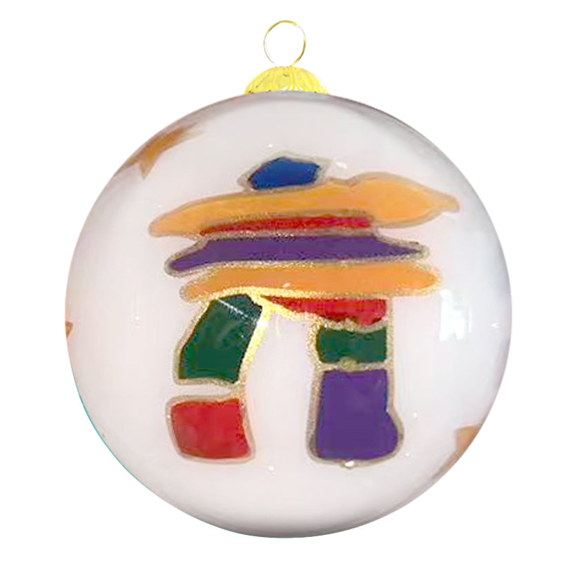 Dawn Oman Inukshuk Glass Ornament