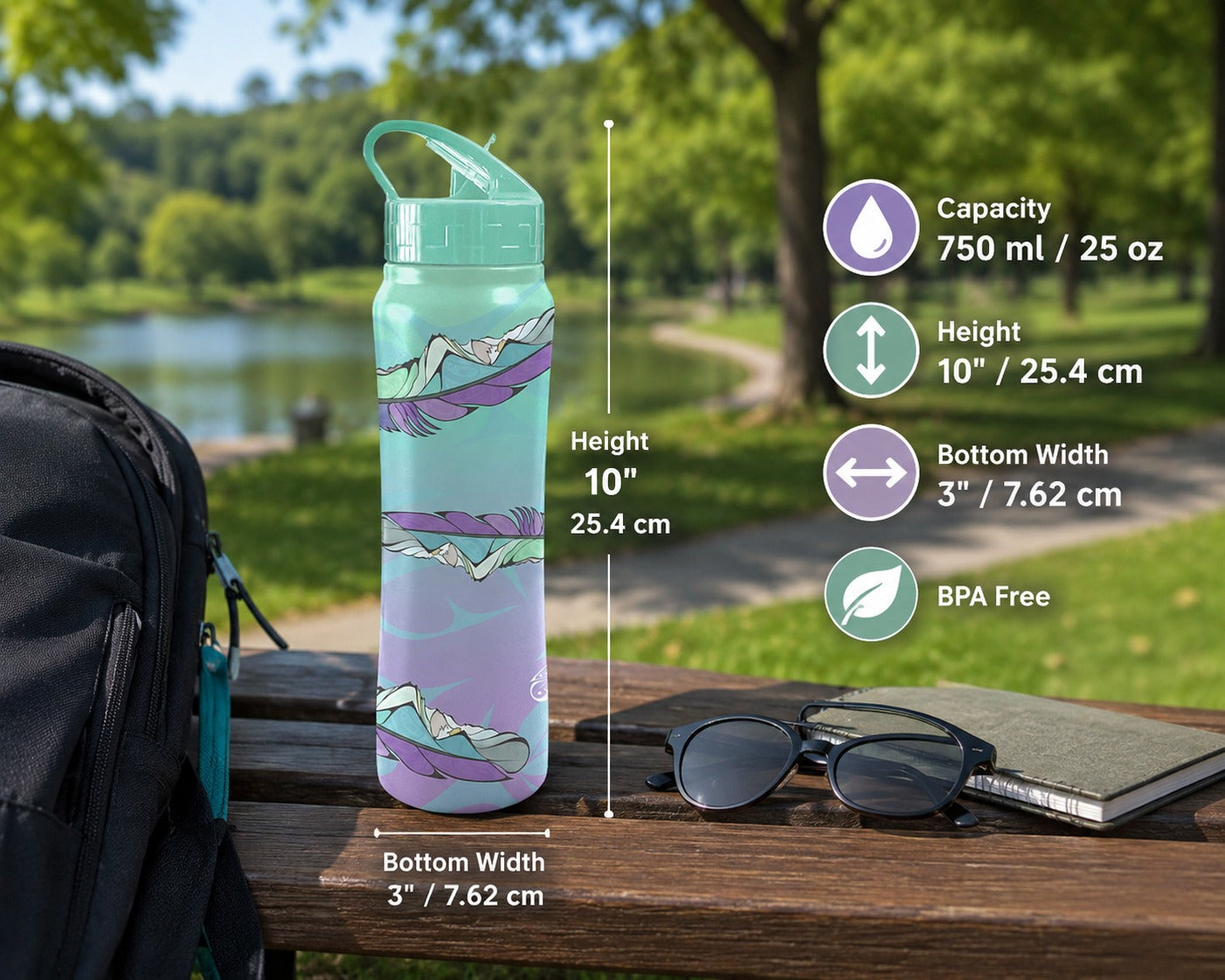 Michelle Stoney Healing feather Sport Bottle