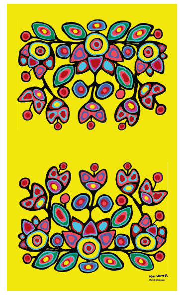 Norval Morrisseau Floral on Yellow Microfibre Towel