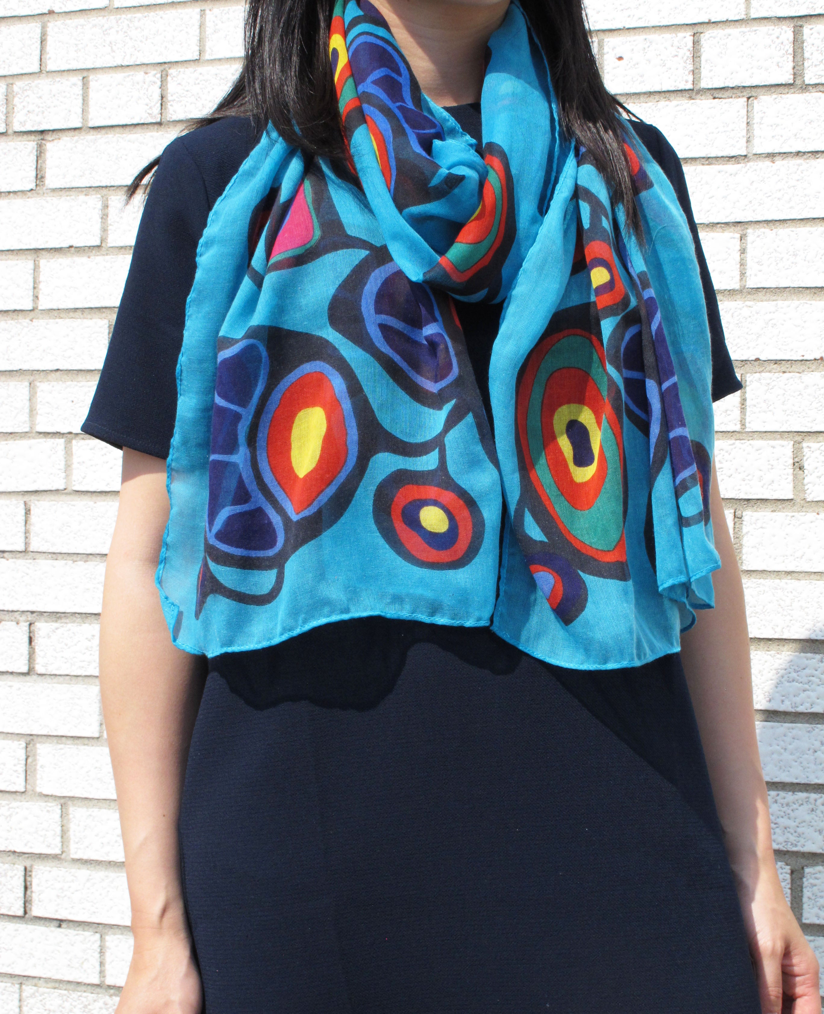 Norval Morisseau Flowers and Birds Artist Scarf