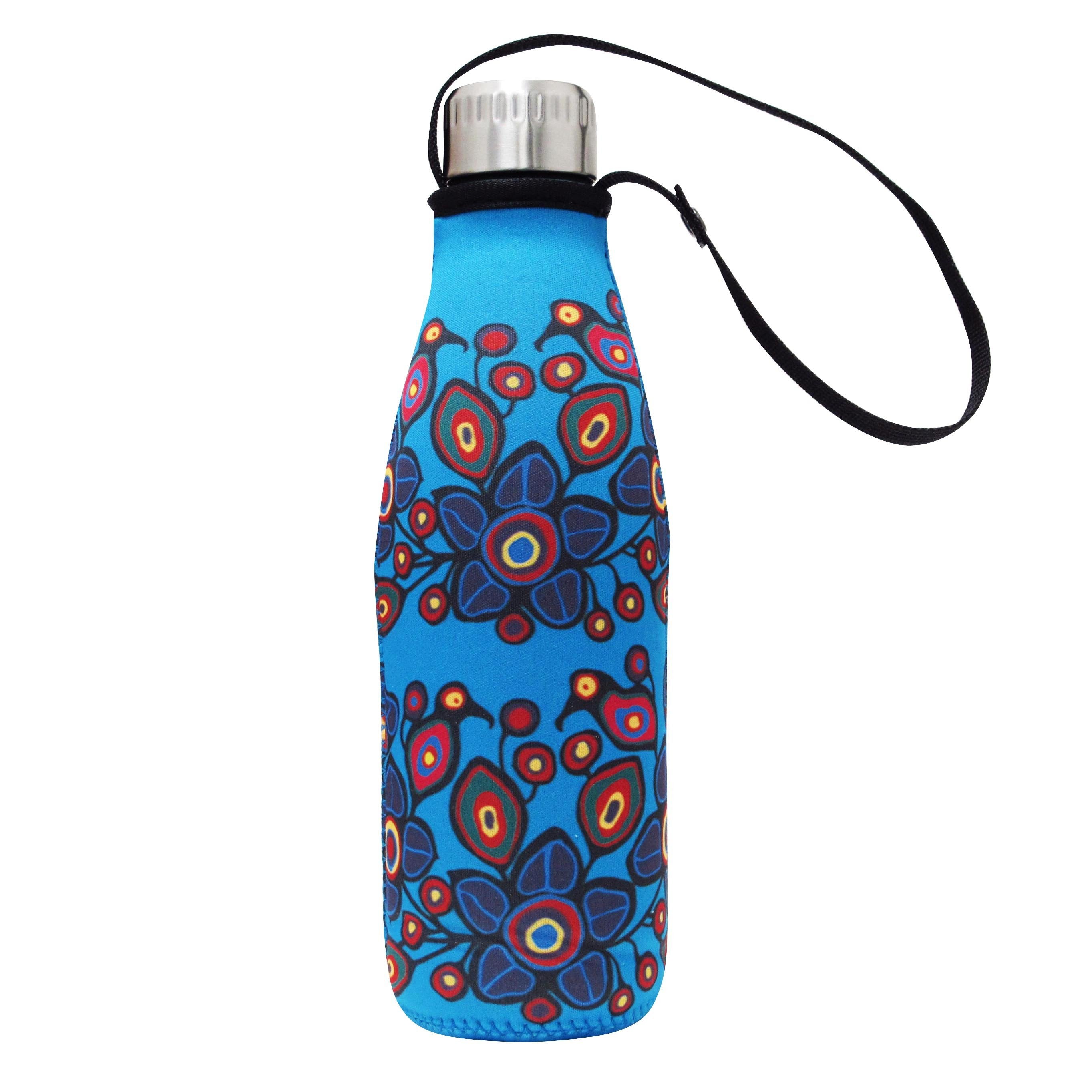 Norval Morrisseau Flowers and Birds Water Bottle and Sleeve - Oscardo