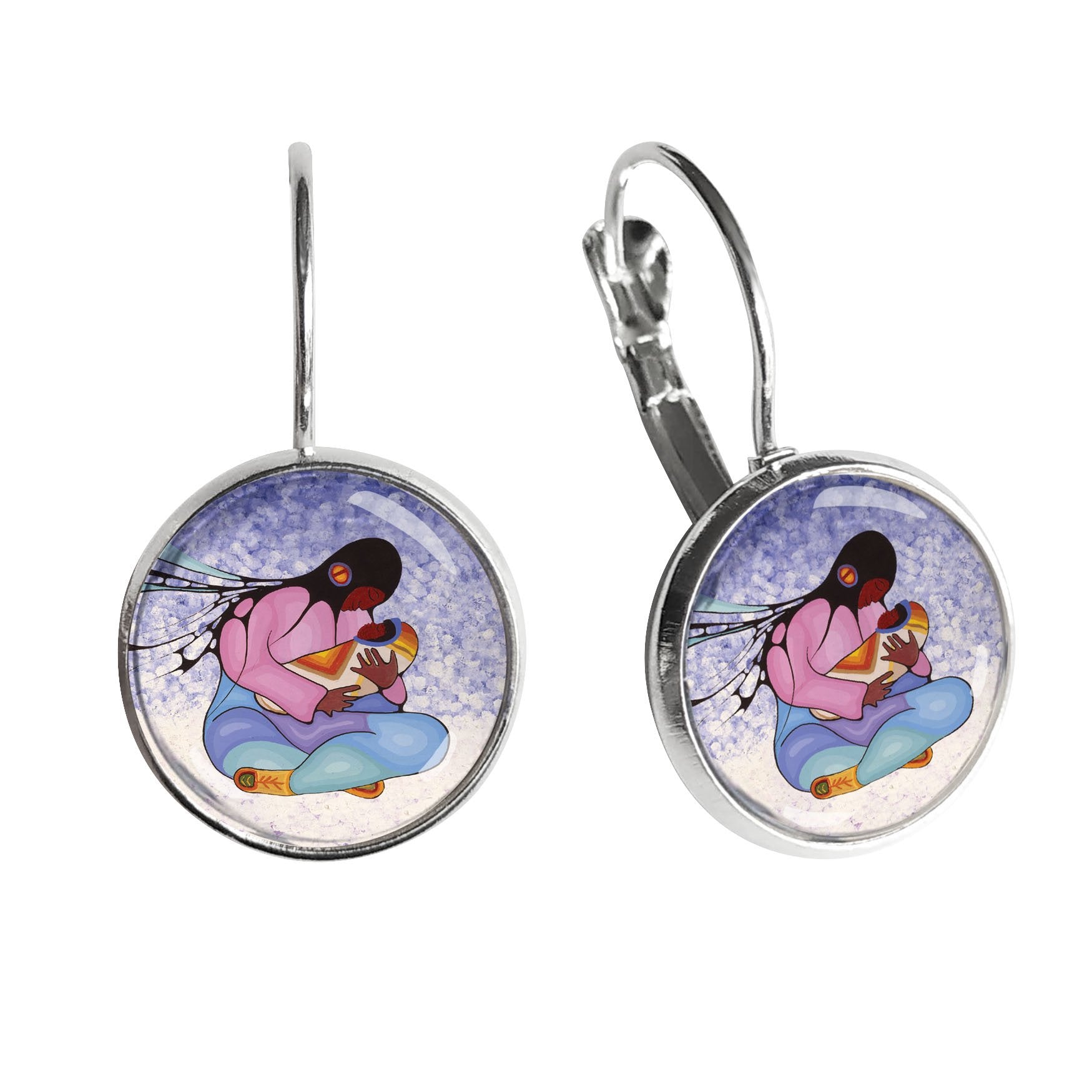 Cecil Youngfox Joyous Motherhood Dome Glass Earrings - Oscardo