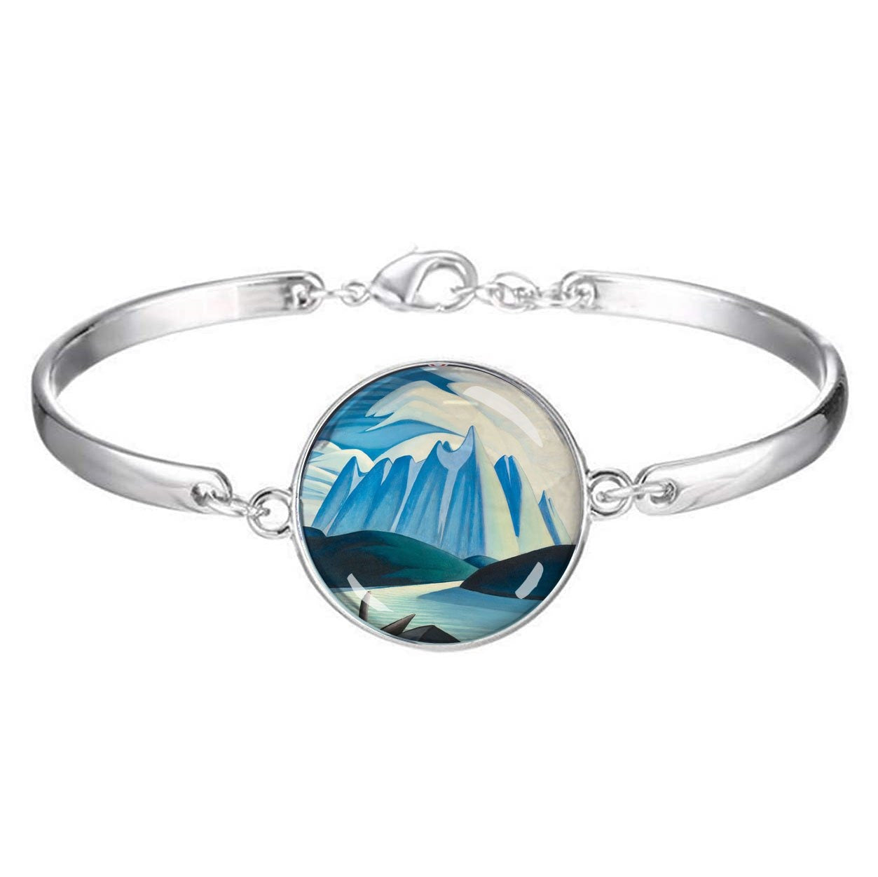 Lawren Harris Lake and Mountains Dome Glass Bracelet - Oscardo