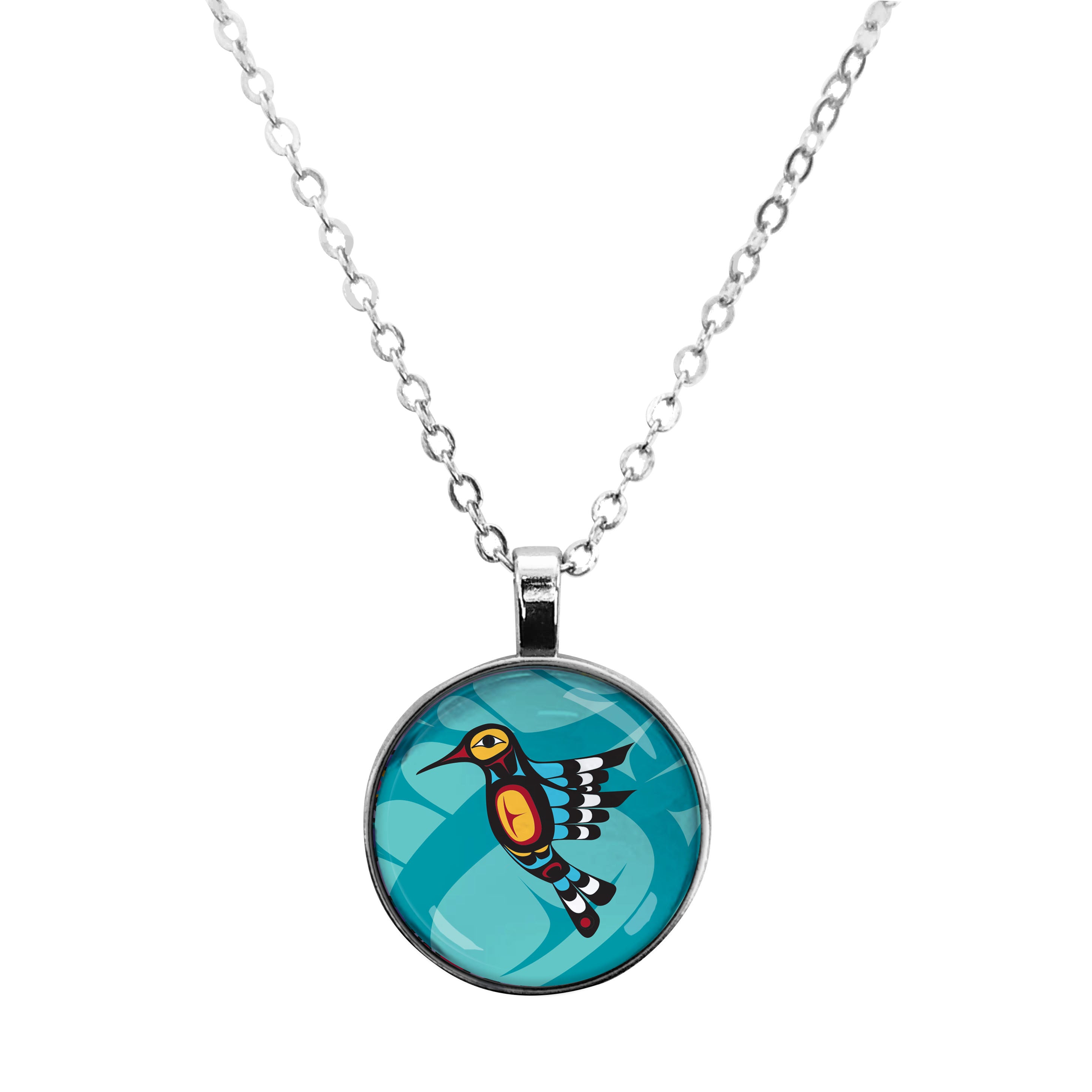 Francis Dick Hummingbird Dome Glass Necklace