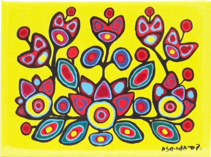 Norval Morrisseau Floral on Yellow Magnet