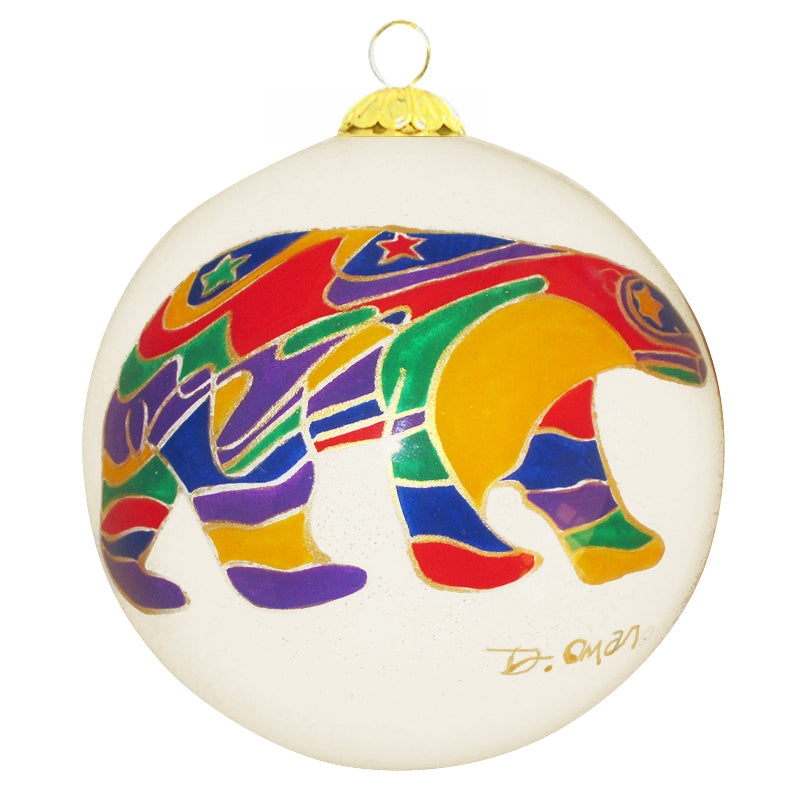 Dawn Oman Alpha Bear Glass Ornament