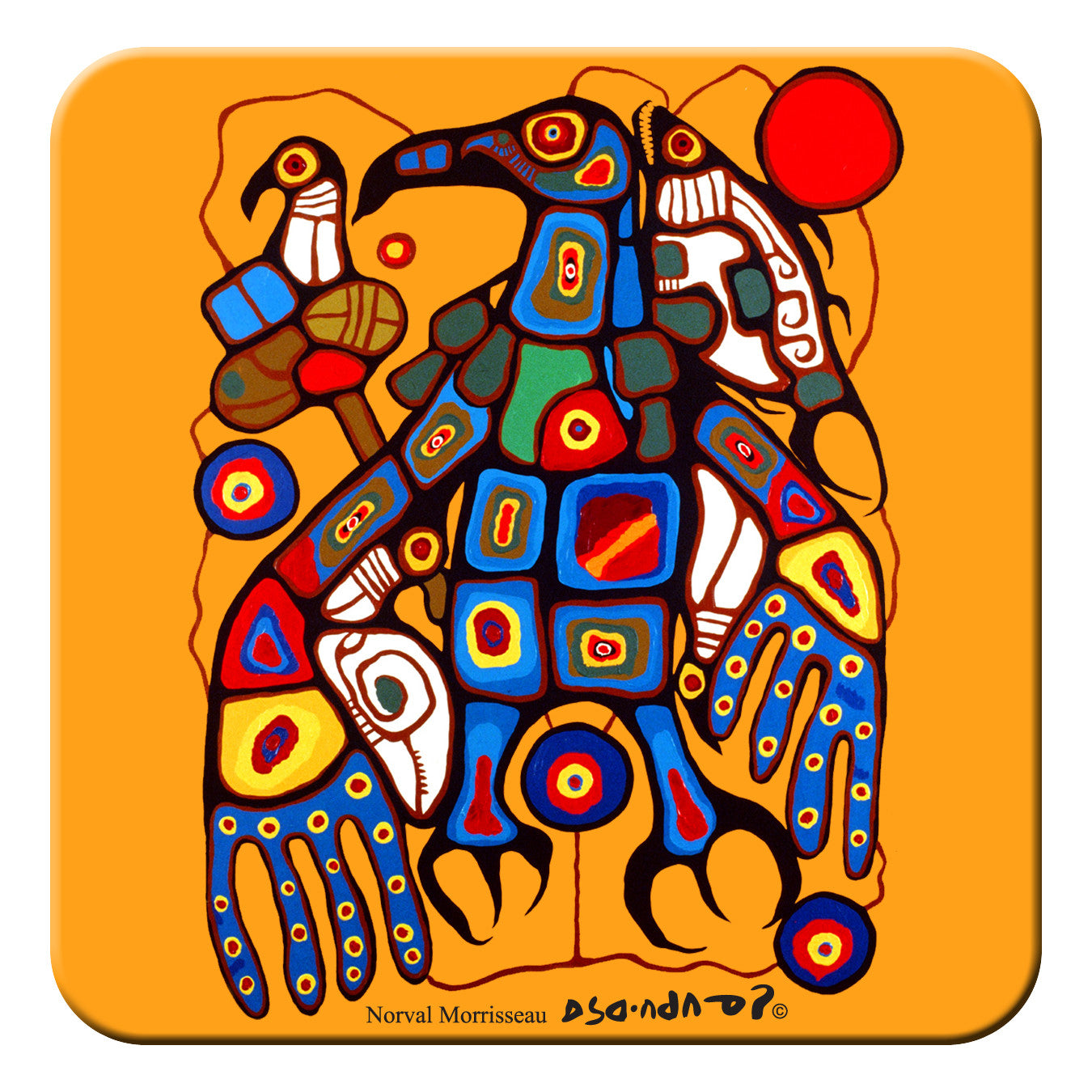 Norval Morrisseau Man Changing into Thunderbird Cork-Back Coaster