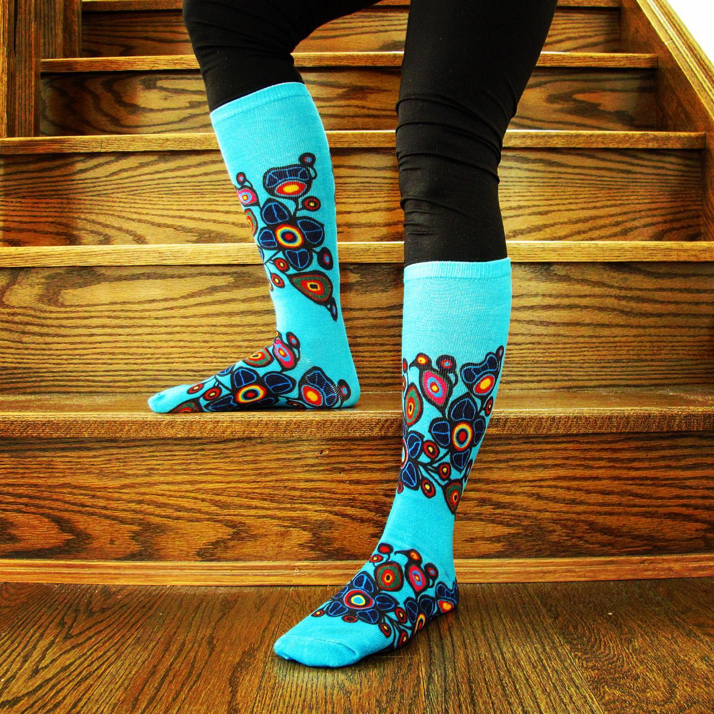 Norval Morrisseau Flowers and Birds Art Socks - Size ML Out of Stock