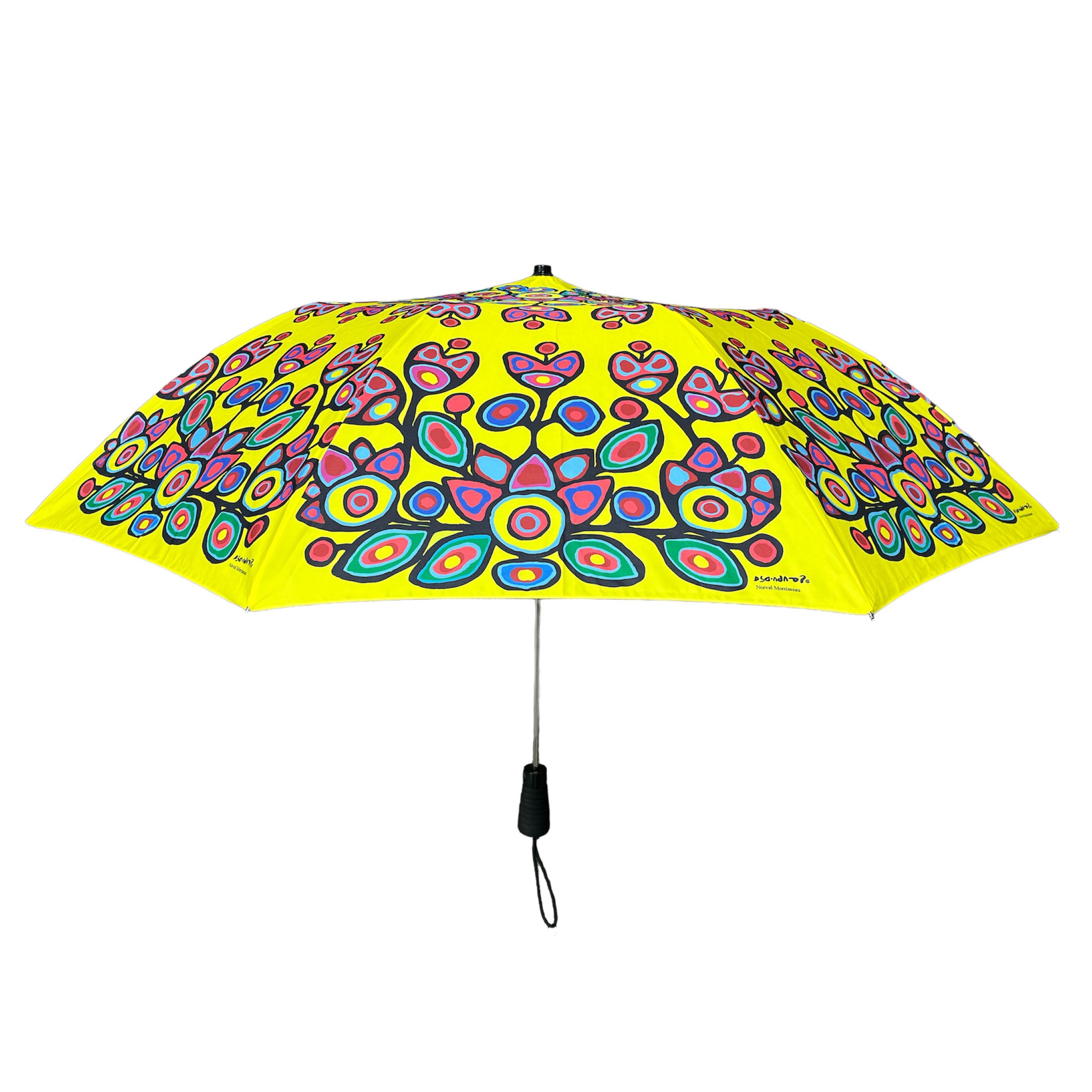 Norval Morrisseau Floral on Yellow Artist Collapsible Umbrella